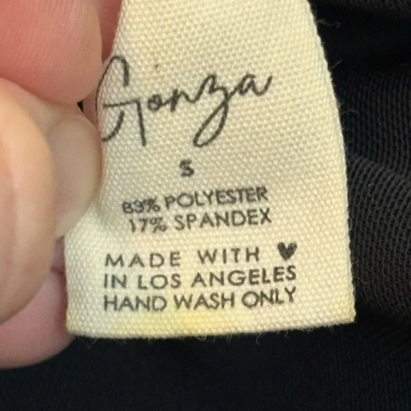 GONZA one piece swimsuit square neck BLACK cheeky. High waist size small - Picture 4 of 5